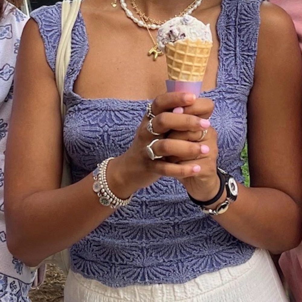 Periwinkle Blue Lace Sleeveless Top
